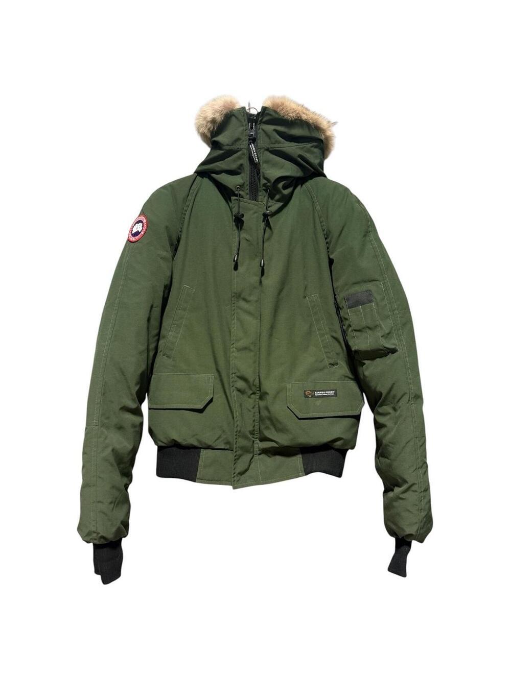 Canada Goose Chilliwack Bomber Jacket Men’s L Green Down Fur Hood 7950M